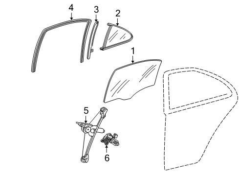 Door Glass Diagram for 203-735-20-10