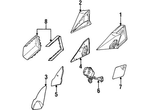 1992 Mercedes-Benz 300E Outside Mirrors Diagram