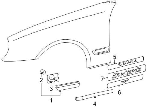 Body Side Molding Diagram for 208-690-02-62-9040