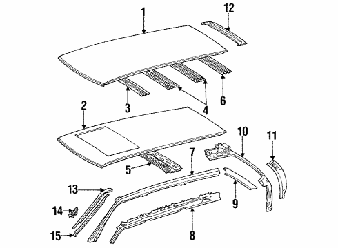 1991 Mercedes-Benz 300TE Roof & Components Diagram