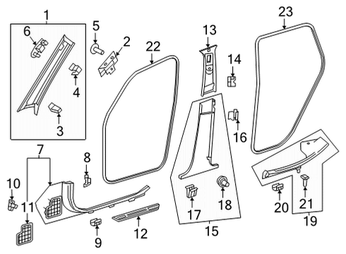 Windshield Pillar Trim Diagram for 253-690-66-01-1C67