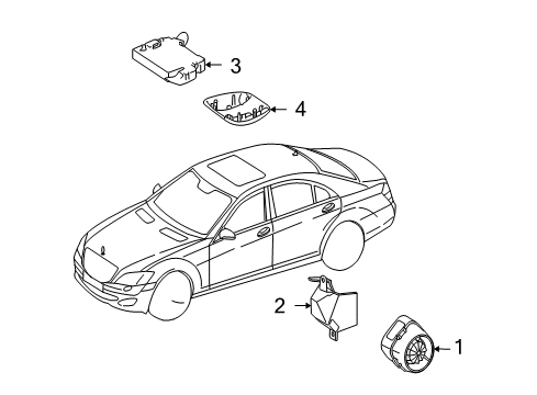 2009 Mercedes-Benz S550 Anti-Theft Components Diagram 1