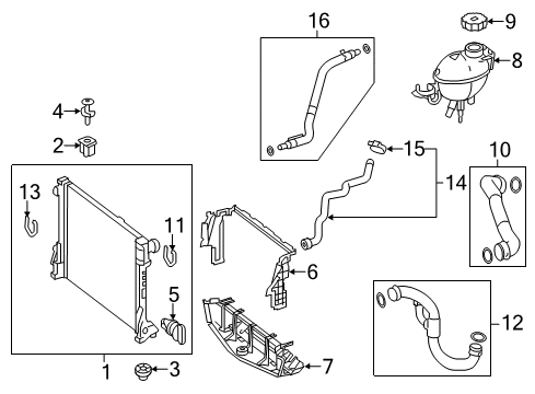 2014 Mercedes-Benz E550 Radiator & Components Diagram 2