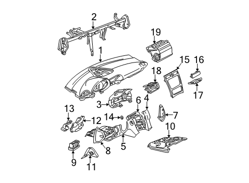 Instrument Panel Diagram for 203-680-41-87-9E22