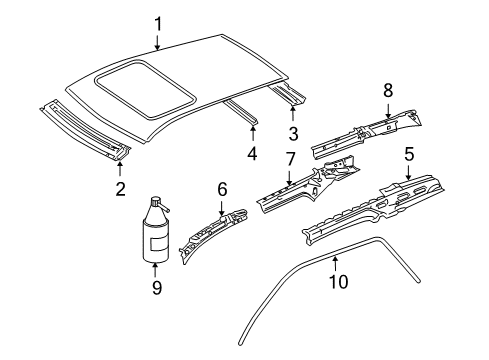 2010 Mercedes-Benz ML450 Roof & Components Diagram