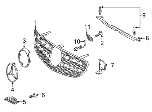 Grille Assembly Diagram for 253-888-55-00