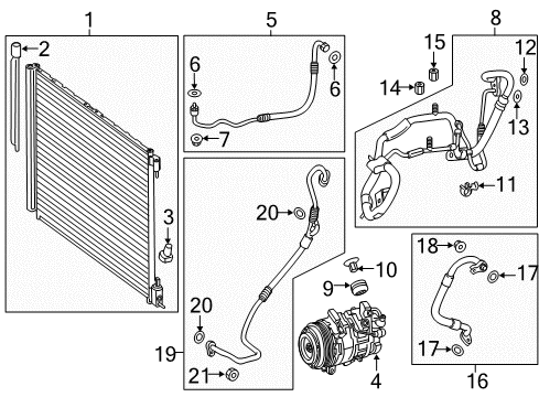 2020 Mercedes-Benz E53 AMG A/C Condenser, Compressor & Lines Diagram 1