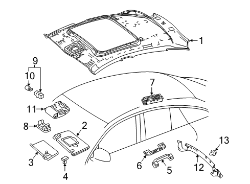 Sunvisor Diagram for 205-810-77-04-9H43