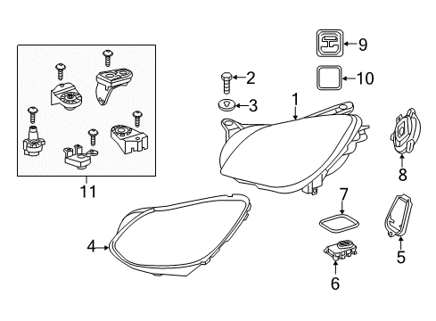 2017 Mercedes-Benz SLC43 AMG Headlamp Components Diagram 2