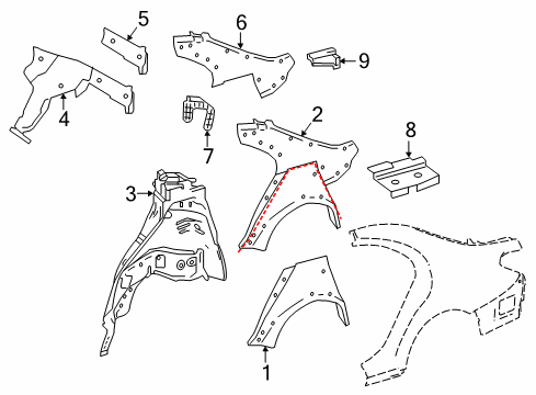 2020 Mercedes-Benz S560 Inner Structure - Quarter Panel Diagram 1