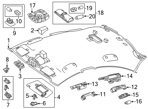 2017 Mercedes-Benz B250e Interior Trim - Roof Diagram