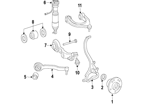 2007 Mercedes-Benz SL55 AMG Front Suspension, Control Arm, Ride Control Diagram 2