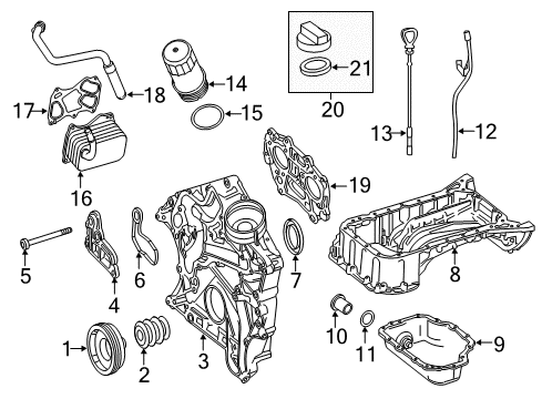 2014 Mercedes-Benz C300 Engine Parts, Mounts, Cylinder Head & Valves, Camshaft & Timing, Variable Valve Timing, Oil Cooler, Oil Pan, Oil Pump, Crankshaft & Bearings, Pistons, Rings & Bearings