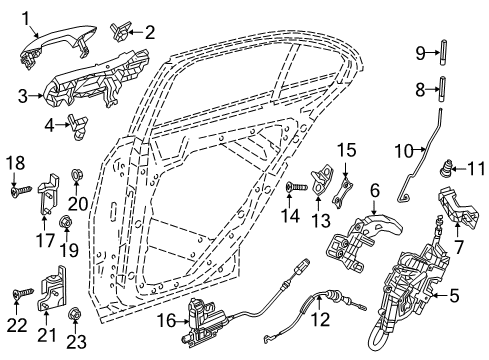 2019 Mercedes-Benz E300 Rear Door - Lock & Hardware Diagram