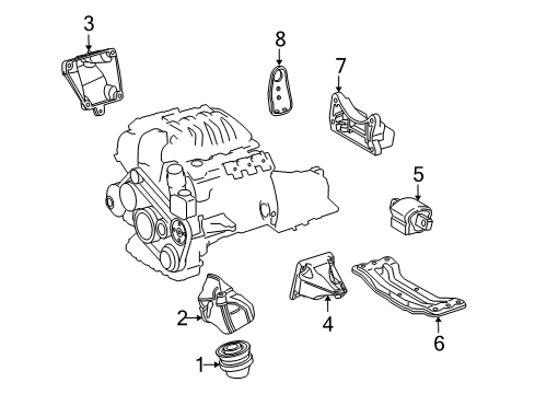 2009 Mercedes-Benz CLK350 Engine & Trans Mounting Diagram