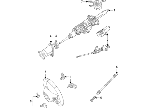 2021 Mercedes-Benz GLE53 AMG Steering Column & Wheel, Steering Gear & Linkage Diagram 1