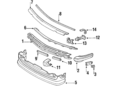 1987 Mercedes-Benz 560SL Front Bumper Diagram