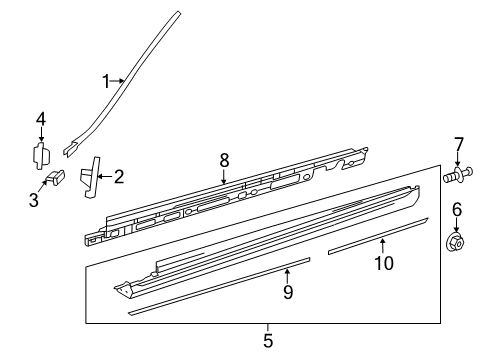 Rocker Molding Diagram for 166-690-17-40