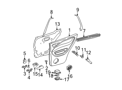 Door Trim Panel Diagram for 163-730-21-70-7E33