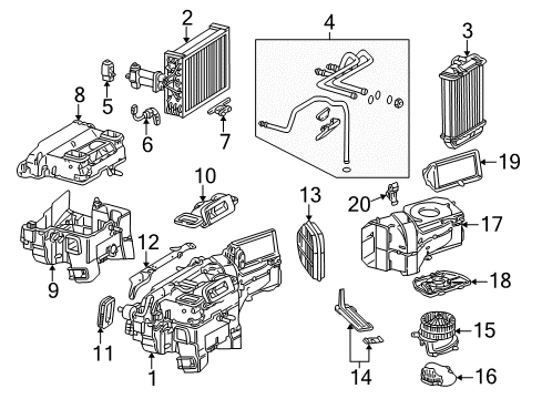 Heater Core Diagram for 202-830-04-61