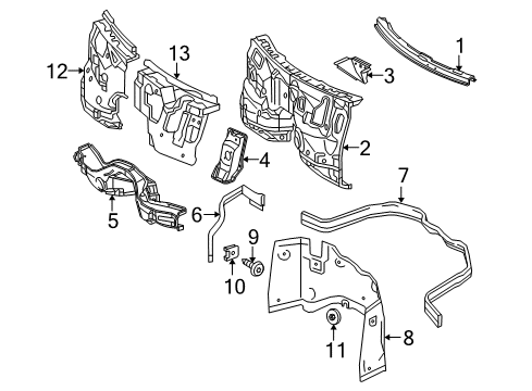 2011 Mercedes-Benz E550 Cowl Diagram 1