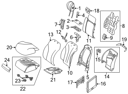 Seat Back Pad Diagram for 222-910-62-33