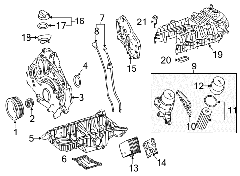 2013 Mercedes-Benz GL450 Engine Parts & Mounts, Timing, Lubrication System Diagram 1