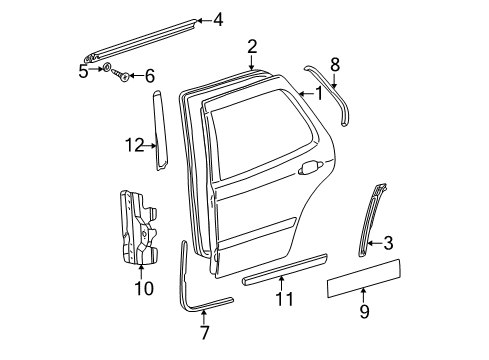 2002 Mercedes-Benz ML55 AMG Rear Door & Components, Exterior Trim, Trim Diagram