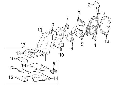 2021 Mercedes-Benz CLA250 Passenger Seat Components Diagram 1