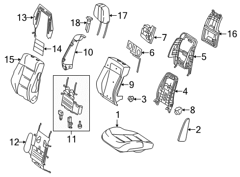 Seat Back Cover Diagram for 212-910-60-47-7J95