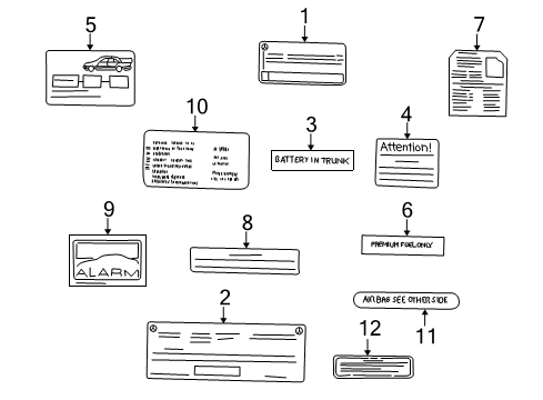 2001 Mercedes-Benz CLK430 Information Labels Diagram