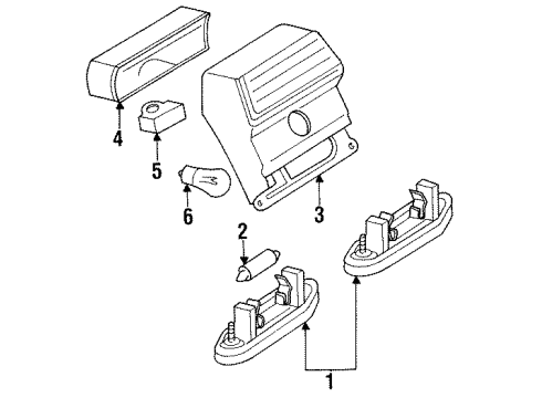 1991 Mercedes-Benz 300TE High Mount Lamps, License Lamps Diagram