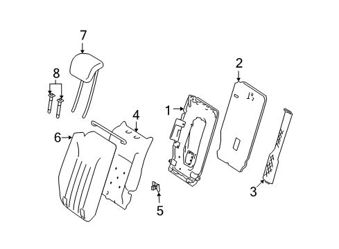 2007 Mercedes-Benz GL450 Rear Seat Components Diagram 4