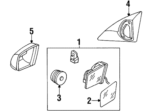 1996 Mercedes-Benz S500 Outside Mirrors Diagram 1