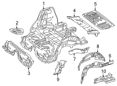 2019 Mercedes-Benz GLC63 AMG Rear Floor & Rails Diagram 1