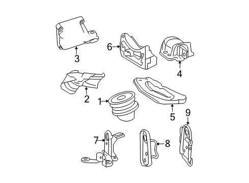 2009 Mercedes-Benz E63 AMG Engine & Trans Mounting Diagram