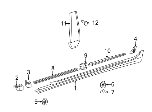 Rocker Molding Bracket Diagram for 218-698-06-14