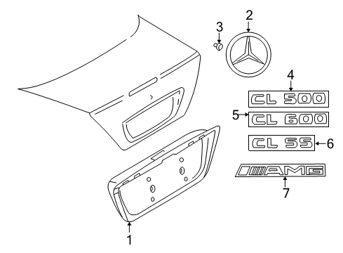 2003 Mercedes-Benz CL600 Exterior Trim - Trunk Lid Diagram