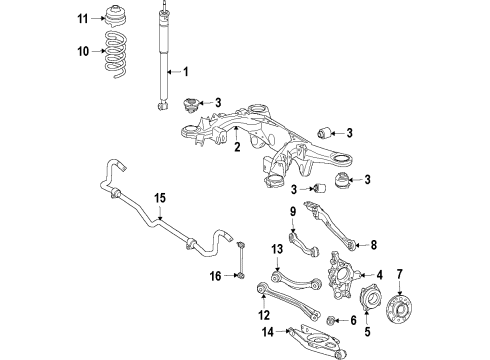 2010 Mercedes-Benz C300 Rear Suspension Components, Lower Control Arm, Upper Control Arm, Stabilizer Bar