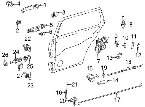 1999 Mercedes-Benz E320 Rear Door - Lock & Hardware Diagram 2