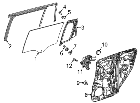 2022 Mercedes-Benz GLA45 AMG Front Door Glass & Hardware Diagram 2