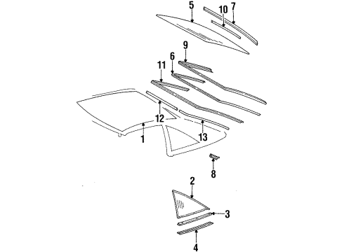 1998 Mercedes-Benz SL500 Removable Top - Glass & Hardware Diagram