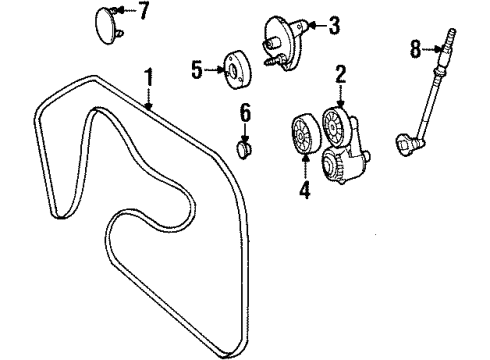 1992 Mercedes-Benz 400E Belts & Pulleys, Maintenance Diagram 1