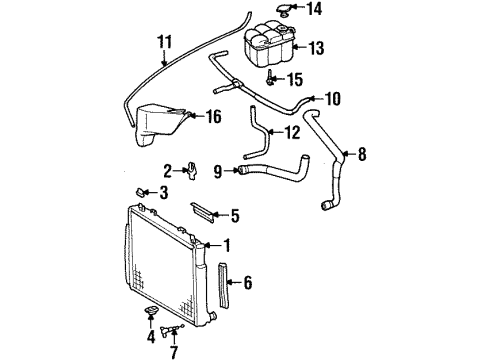 1992 Mercedes-Benz 600SEL Radiator & Components Diagram