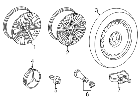 2022 Mercedes-Benz EQS 450+ Wheels Diagram 3