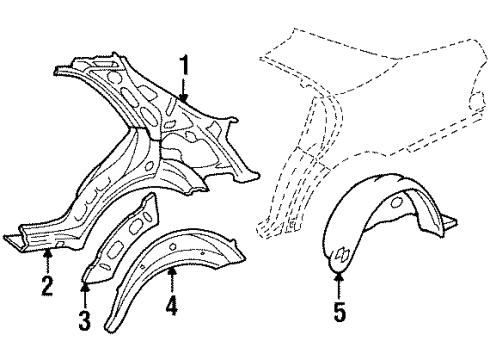 1993 Mercedes-Benz 500SEL Quarter Panel - Inner Structure Diagram