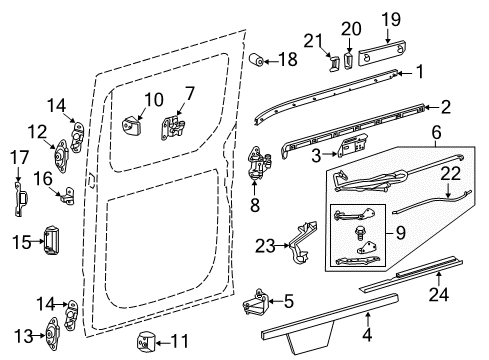 2015 Mercedes-Benz Sprinter 2500 Side Loading Door - Lock & Hardware Diagram 2