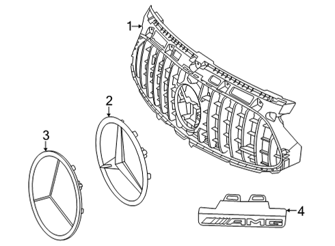 2023 Mercedes-Benz GLA45 AMG Grille & Components Diagram