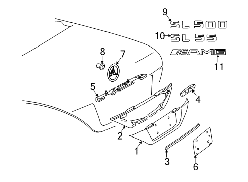 2004 Mercedes-Benz SL500 Exterior Trim - Trunk Lid Diagram