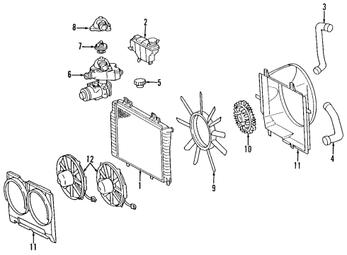 1997 Mercedes-Benz C230 Cooling System, Radiator, Water Pump, Cooling Fan